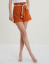 Short basique à taille haute paper bag - orange - 5