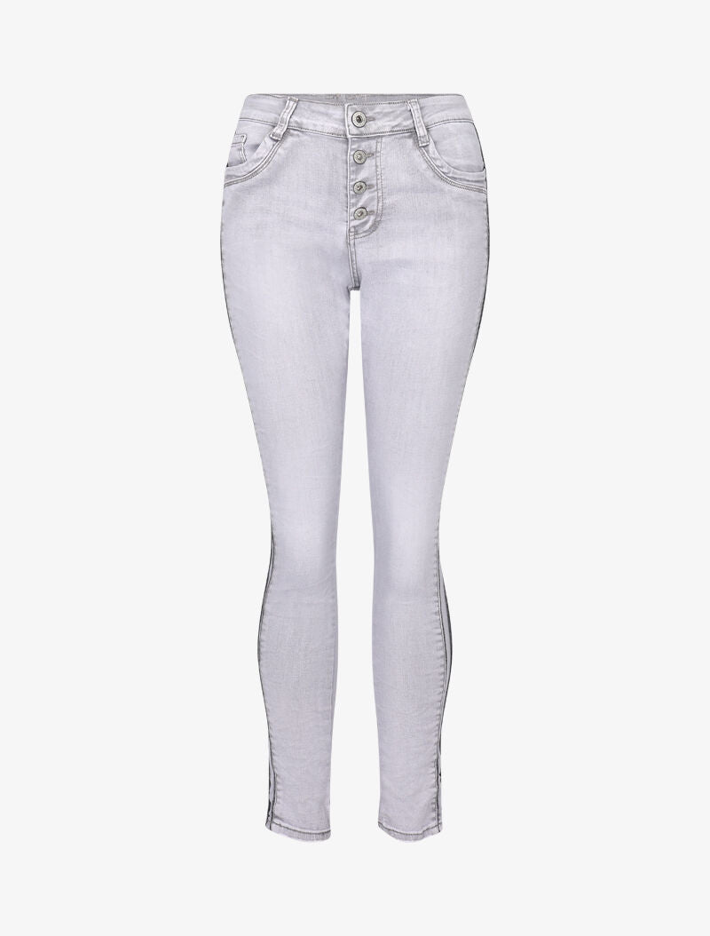 Jean effet froissé à liserés irisés - gris clair - 3