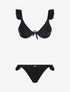 Bikini volanté et tanga - noir - 1