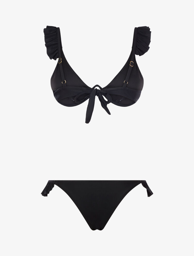 Bikini volanté et tanga - noir - 2