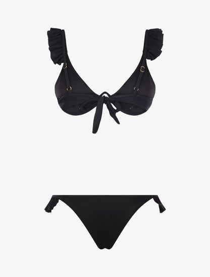 Bikini volanté et tanga - noir - 2
