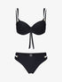 Bikini emboitant à oeillets et liens contrastants - noir - 1