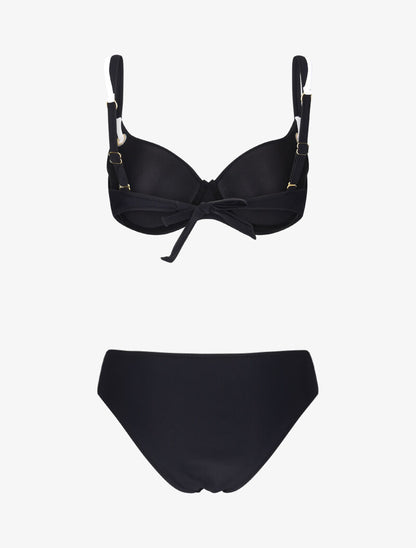 Bikini emboitant à oeillets et liens contrastants - noir - 2