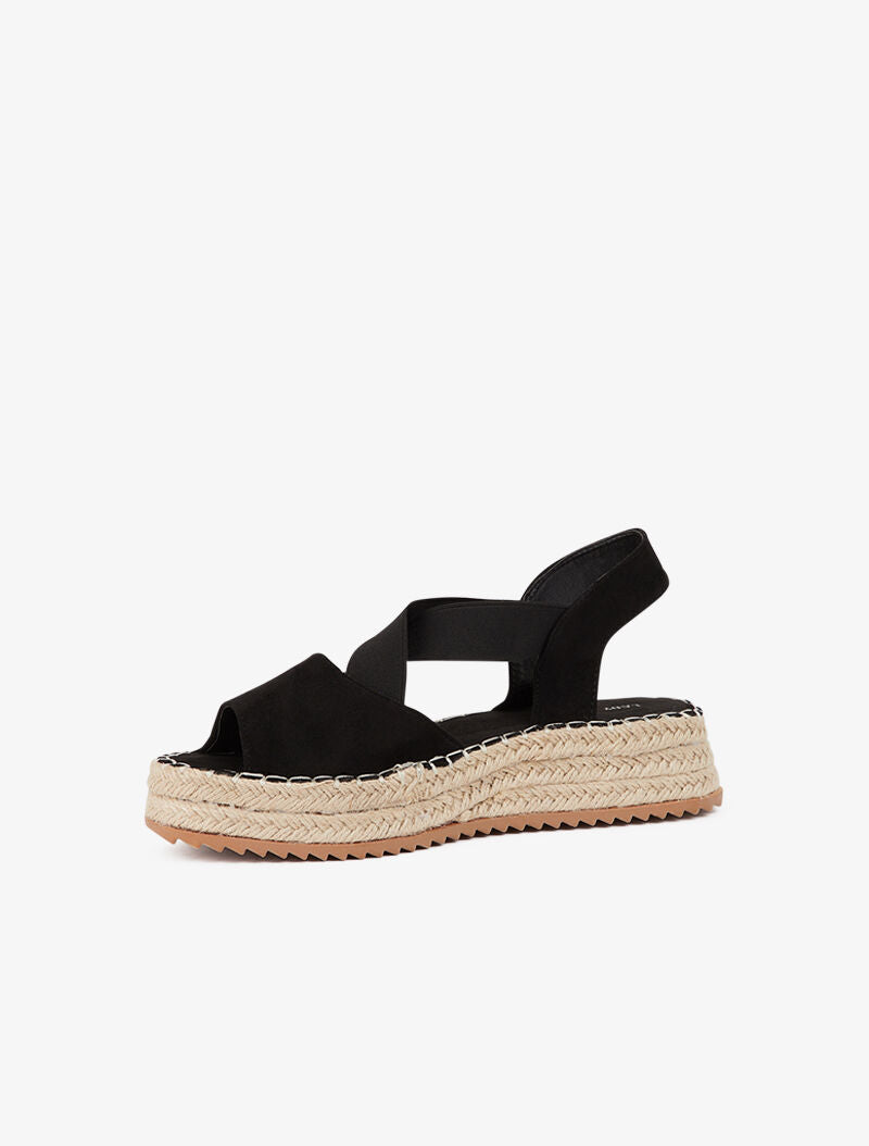 Nu-pieds compensés élastiqués - noir - 3