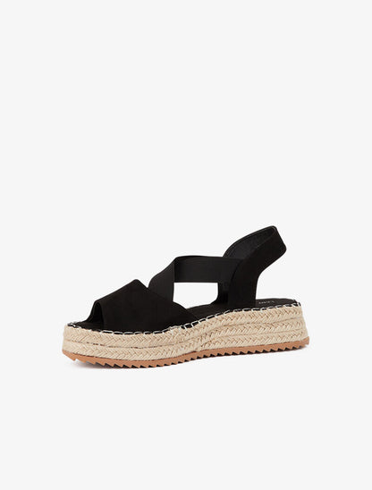 Nu-pieds compensés élastiqués - noir - 3