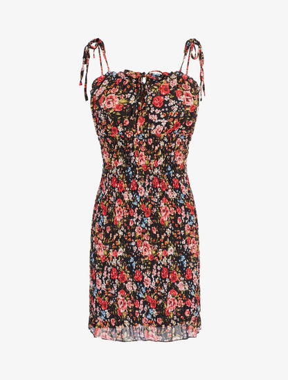Robe Noire à Fleurs Redherring - Taille 12 - Bretelles Amovibles - Ceinture élastique