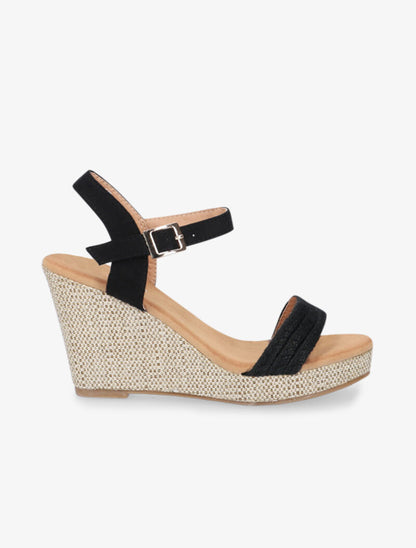 Compensées à semelle en tissu lamé - noir - 5