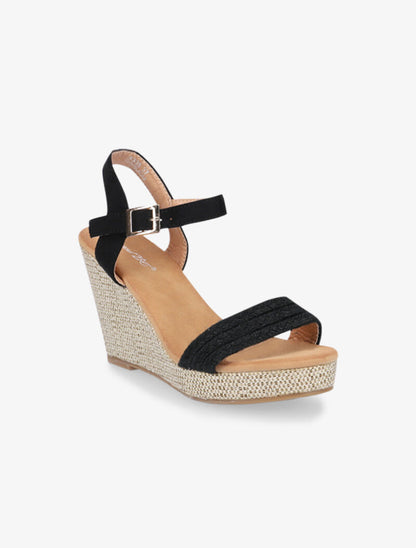 Compensées à semelle en tissu lamé - noir - 2