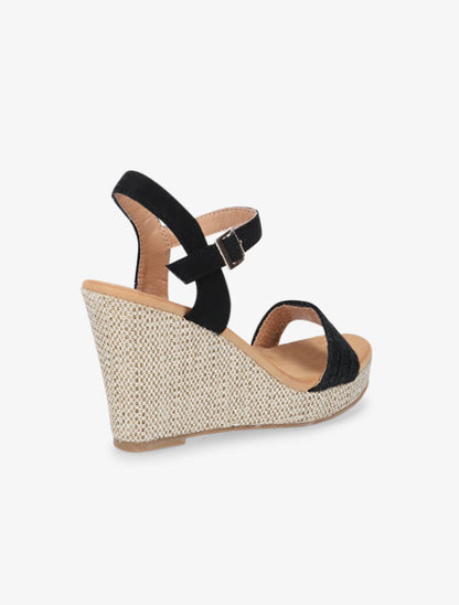 Compensées à semelle en tissu lamé - noir - 4