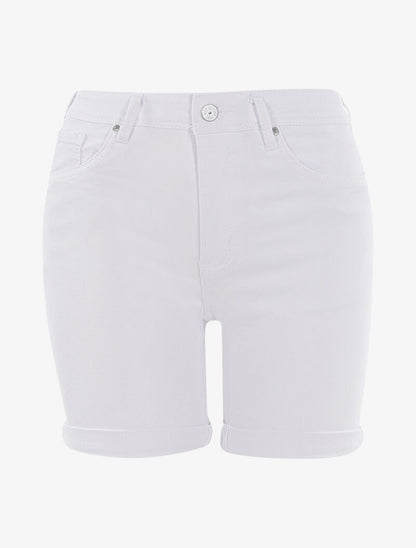 Short casual à ourlets - blanc - 1