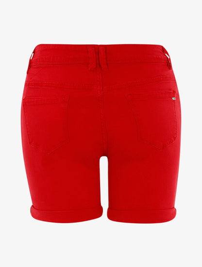 Short casual à ourlets - rouge - 2