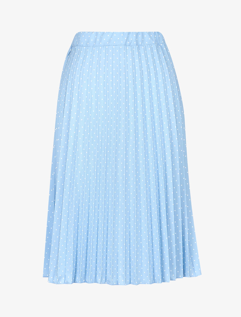 Jupe midi gaufrée à pois - bleu ciel - 1