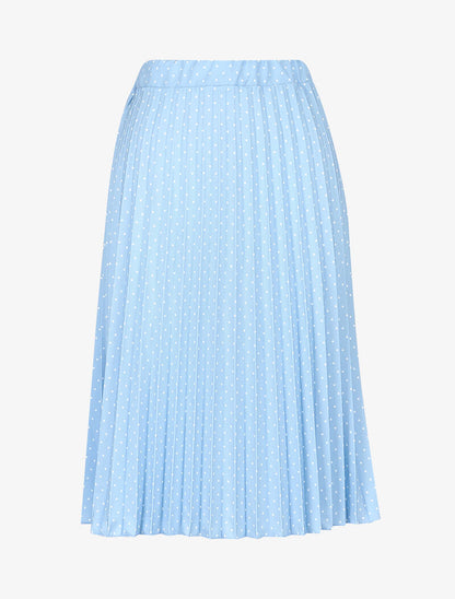 Jupe midi gaufrée à pois - bleu ciel - 1