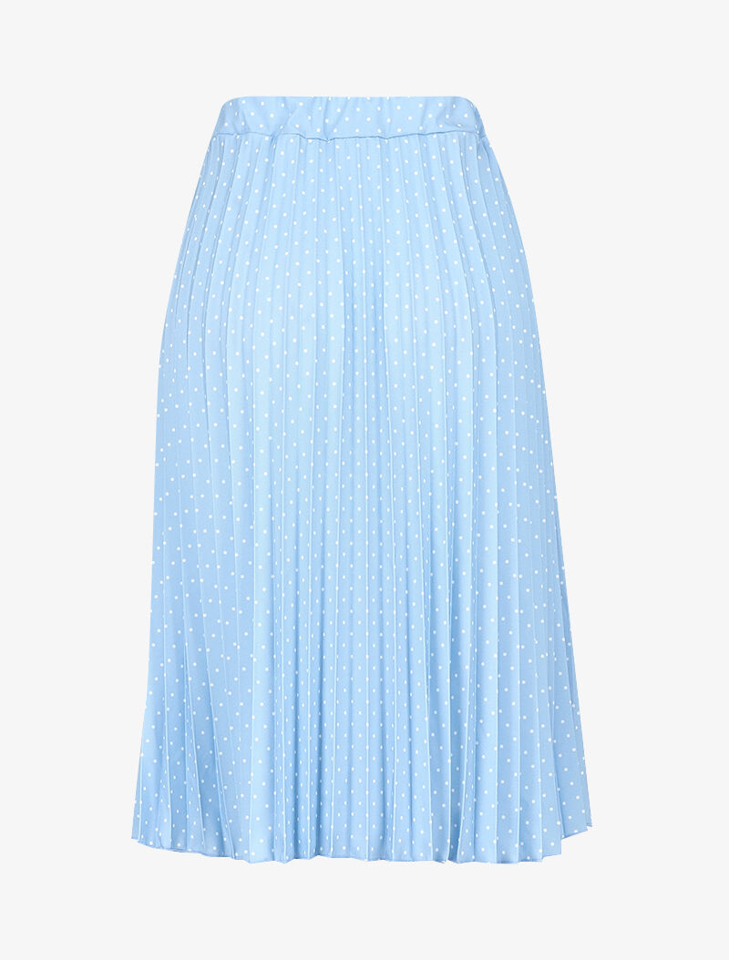 Jupe midi gaufrée à pois - bleu ciel - 2
