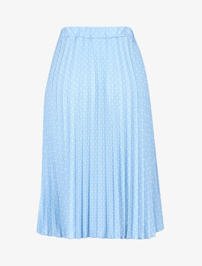 Jupe midi gaufrée à pois - bleu ciel - 2