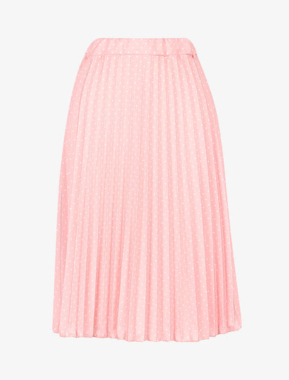 Jupe midi gaufrée à pois - rose - 1