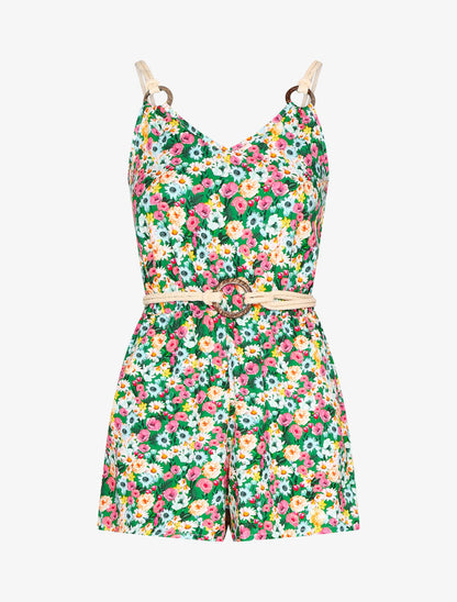 Combishort à imprimés et détails style corde - vert - 2