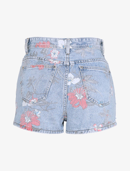 Mini short déchiré à imprimé floral - bleu ciel - 2