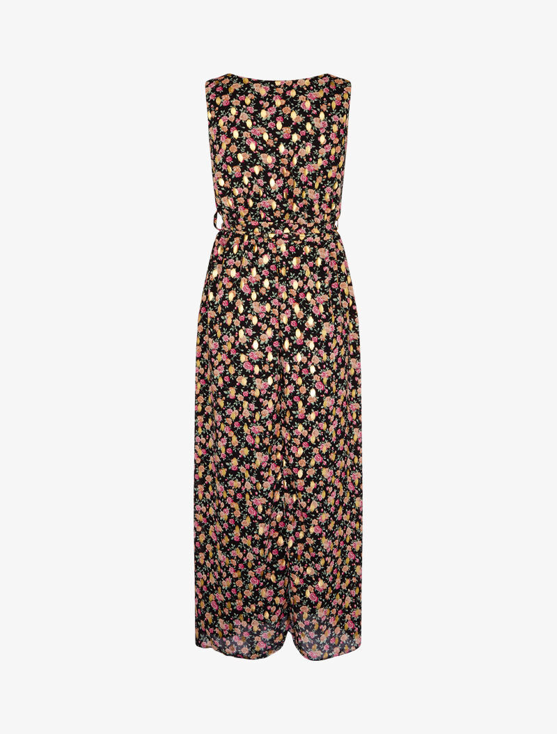 Robe longue à imprimés et flocages dorés - noir - 3