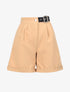 Short ample à ceinture simili - beige - 1