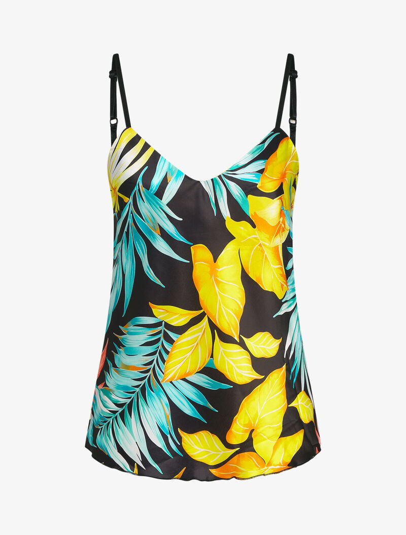 Caraco satiné imprimé jungle - noir - 1