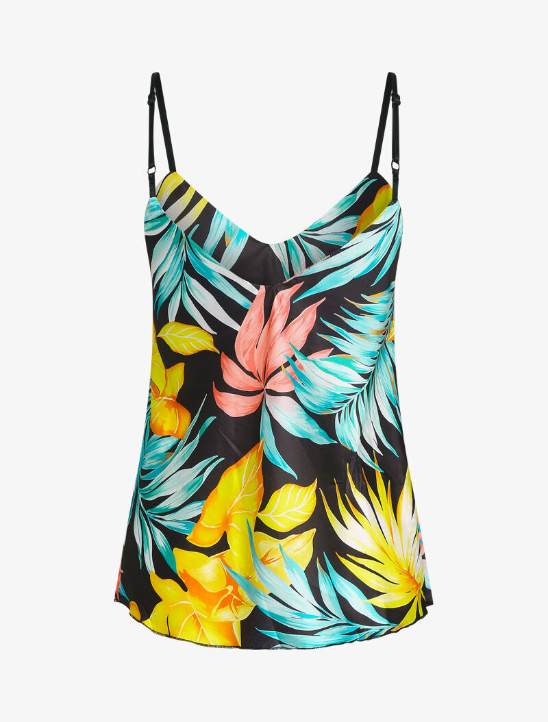 Caraco satiné imprimé jungle - noir - 2