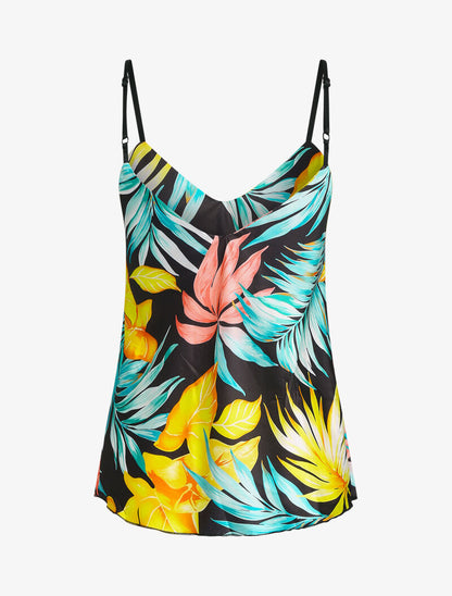 Caraco satiné imprimé jungle - noir - 2