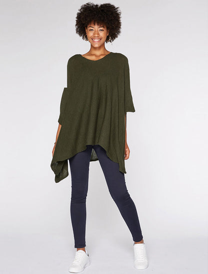 Poncho rectangulaire - kaki - 4