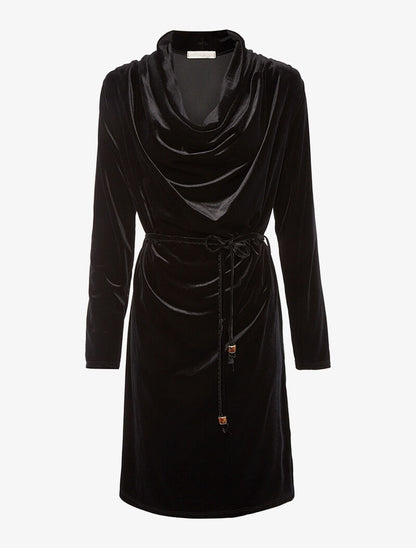 Robe velours col bénitier - noir - 3