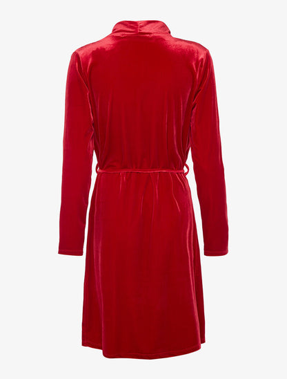 Robe velours col bénitier - rouge - 2