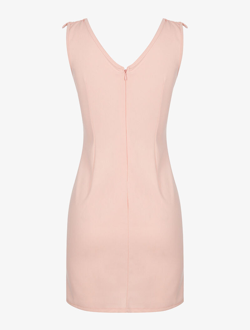 Robe plastron dentelle perlé - rose - 2