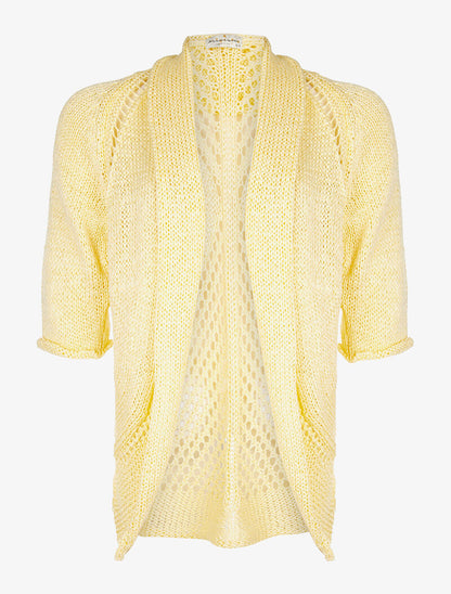 Gilet dos maille ajourée - jaune - 3