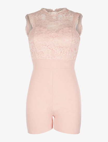 Combishort buste dentelle dos nu - rose - 1