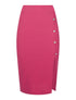 Jupe mi-longue boutonnée - fushia - 3