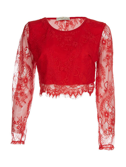 Crop Top Rouge En Dentelle - Taille S Femme - Occasion Très Bon état - Marque T.O.P.