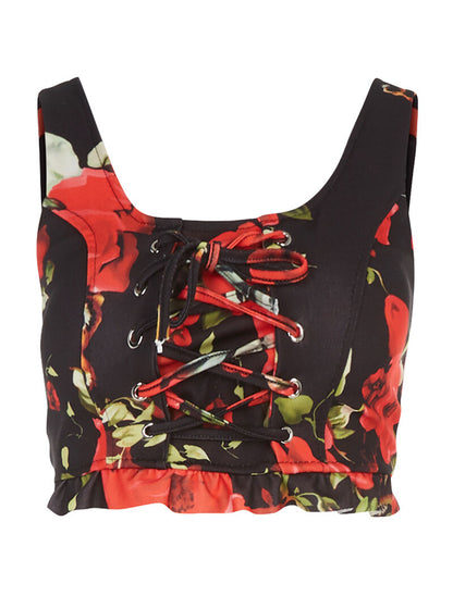 Brassière fleurie - noir - 1