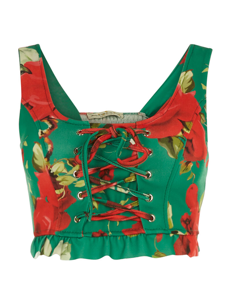 Brassière fleurie - vert - 1