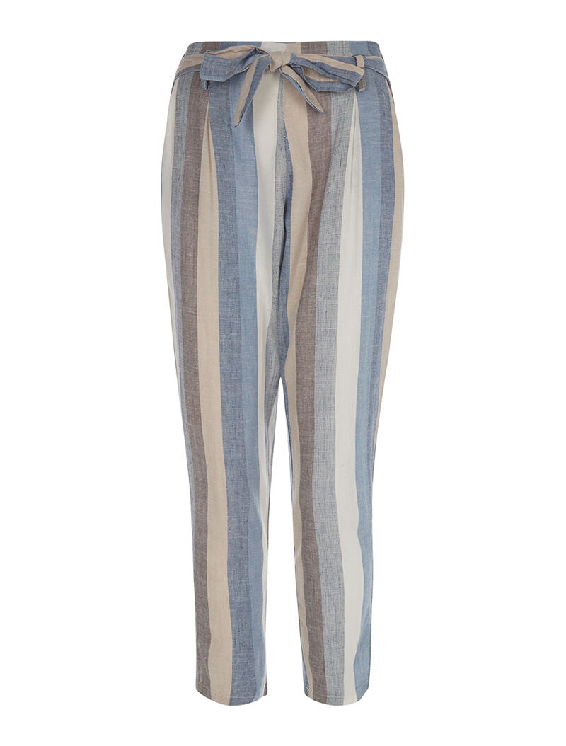 Pantalon rayé en lin - bleu - 3
