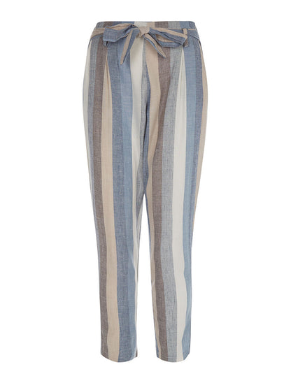 Pantalon rayé en lin - bleu - 3