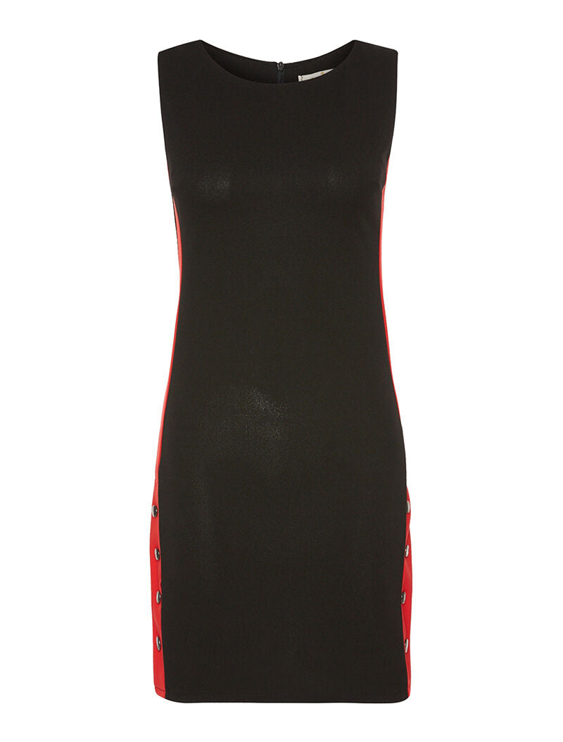 Robe ligne contrastée à boutons - noir/rouge - 1