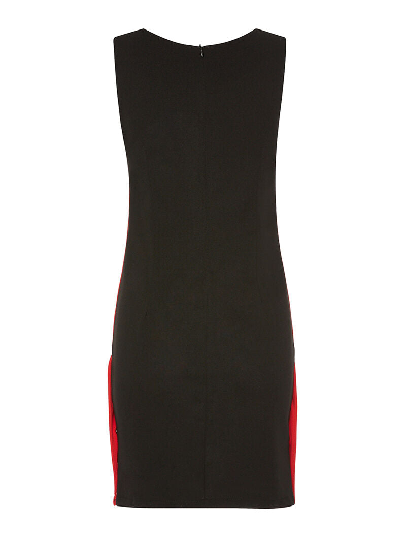 Robe ligne contrastée à boutons - noir/rouge - 2