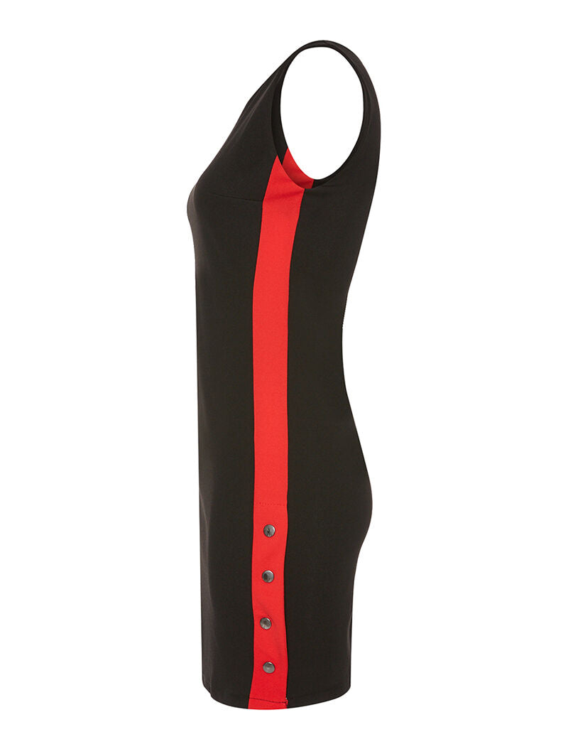 Robe ligne contrastée à boutons - noir/rouge - 3