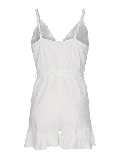 Combishort coton et lin - blanc - 2