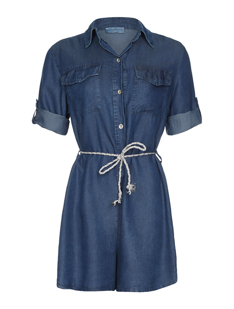 Combishort ceinture irisée - denim foncé - 4