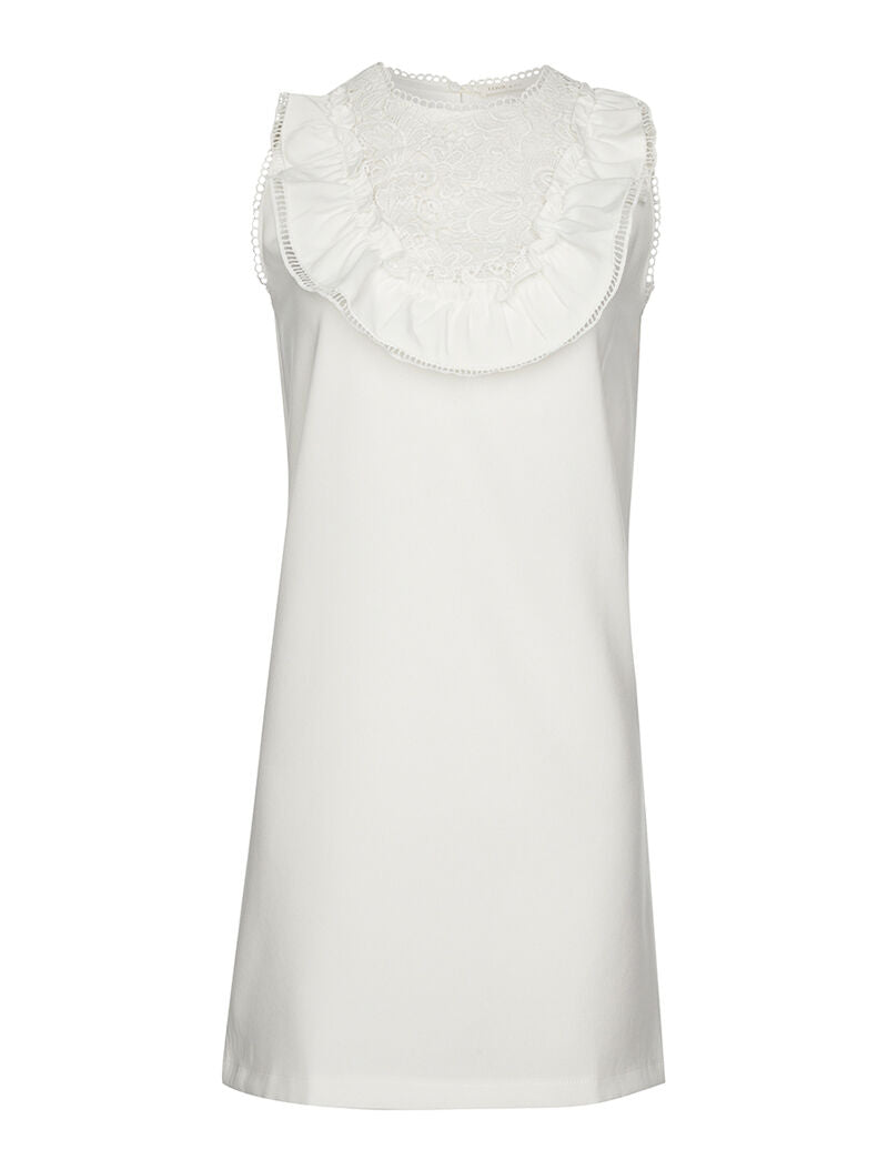 Robe plastron volanté - blanc - 3