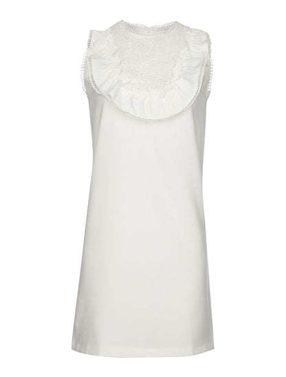 Robe plastron volanté - blanc - 3