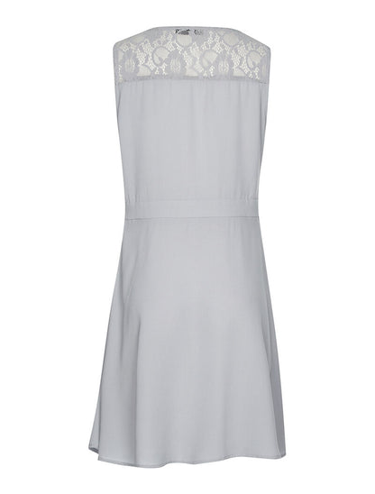 Robe encolure dentelle - bleu - 2