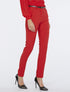 Pantalon détails bijoux doré - rouge - 1