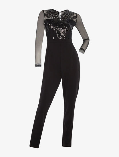 Combinaison buste motif en sequins - noir - 1
