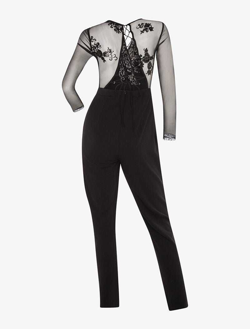 Combinaison buste motif en sequins - noir - 2